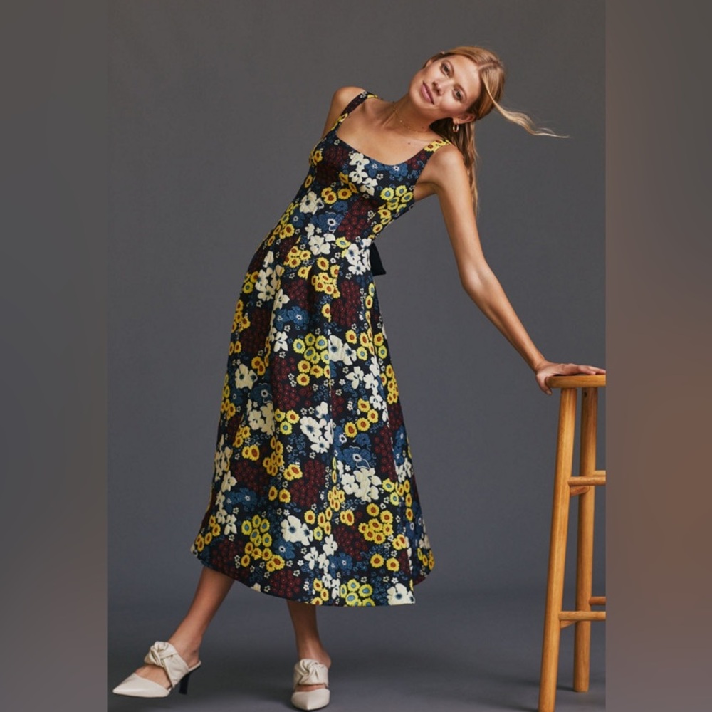 Maeve Anthropologie Marigold Floral Dress